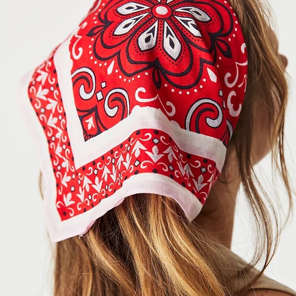 Free People Mod Mosaic Print Bandana Scarf - Picture 1 of 6